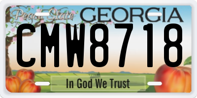 GA license plate CMW8718