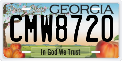GA license plate CMW8720