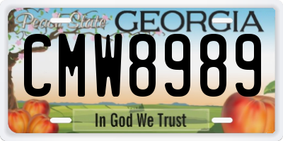 GA license plate CMW8989