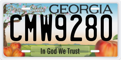GA license plate CMW9280
