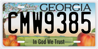 GA license plate CMW9385