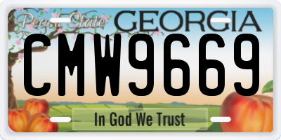 GA license plate CMW9669