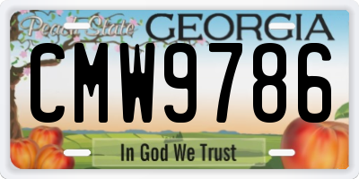 GA license plate CMW9786