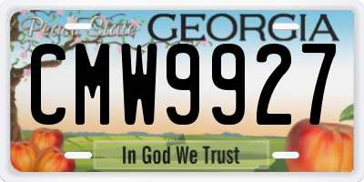 GA license plate CMW9927