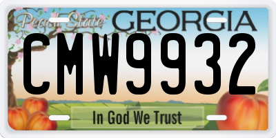 GA license plate CMW9932