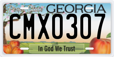 GA license plate CMX0307
