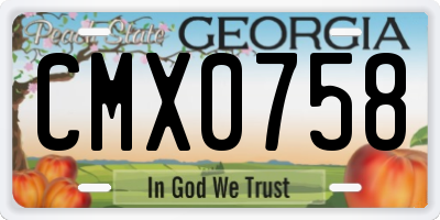 GA license plate CMX0758