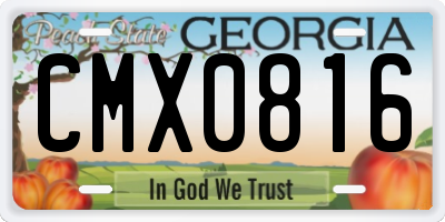 GA license plate CMX0816