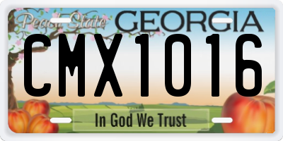 GA license plate CMX1016