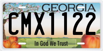 GA license plate CMX1122