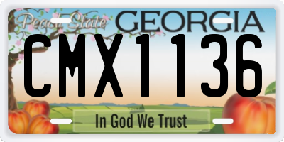 GA license plate CMX1136