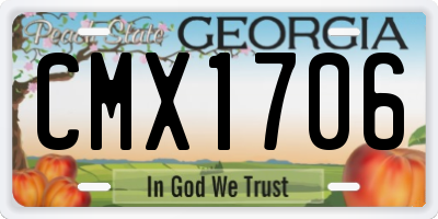 GA license plate CMX1706