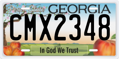 GA license plate CMX2348
