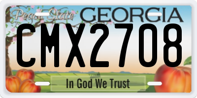 GA license plate CMX2708
