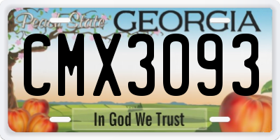 GA license plate CMX3093