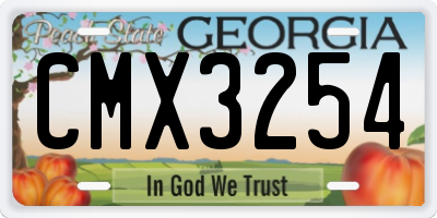 GA license plate CMX3254