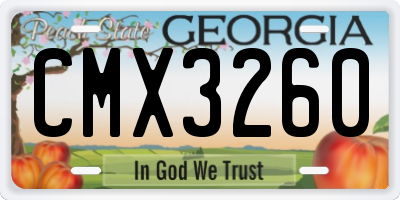 GA license plate CMX3260