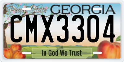 GA license plate CMX3304