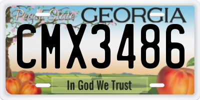 GA license plate CMX3486