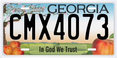GA license plate CMX4073