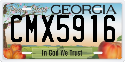 GA license plate CMX5916