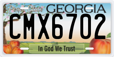 GA license plate CMX6702