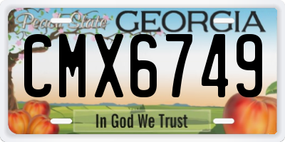 GA license plate CMX6749