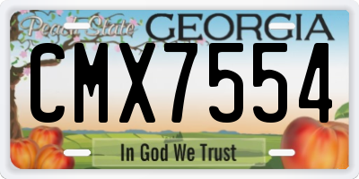 GA license plate CMX7554