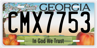 GA license plate CMX7753