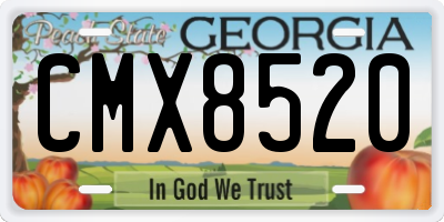 GA license plate CMX8520