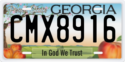 GA license plate CMX8916
