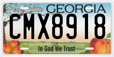 GA license plate CMX8918