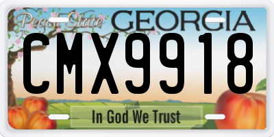 GA license plate CMX9918