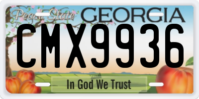 GA license plate CMX9936