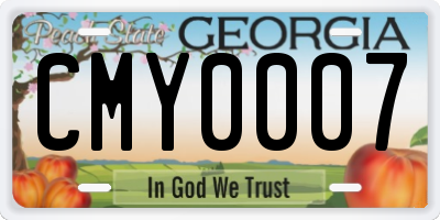 GA license plate CMY0007