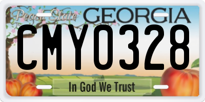 GA license plate CMY0328
