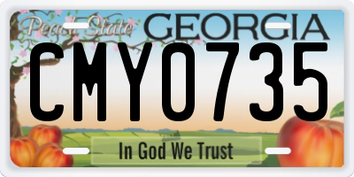 GA license plate CMY0735