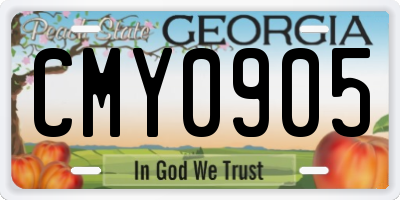 GA license plate CMY0905