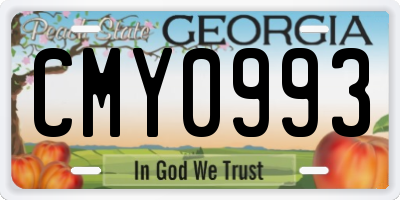 GA license plate CMY0993