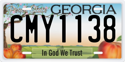 GA license plate CMY1138