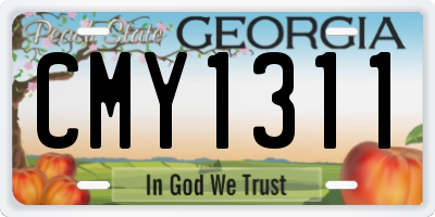 GA license plate CMY1311