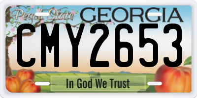 GA license plate CMY2653
