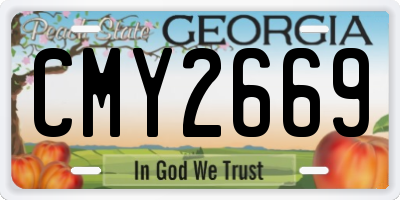 GA license plate CMY2669