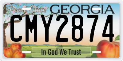 GA license plate CMY2874