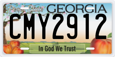 GA license plate CMY2912