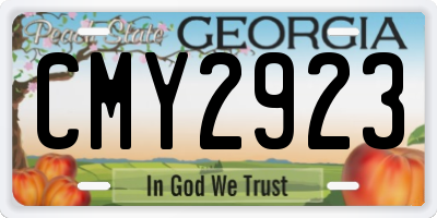 GA license plate CMY2923
