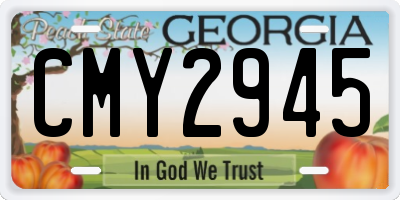 GA license plate CMY2945