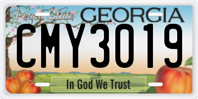 GA license plate CMY3019