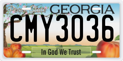 GA license plate CMY3036
