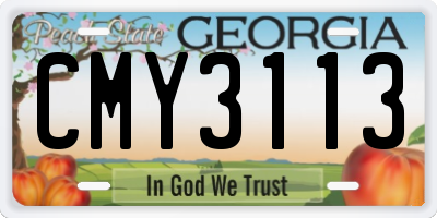GA license plate CMY3113